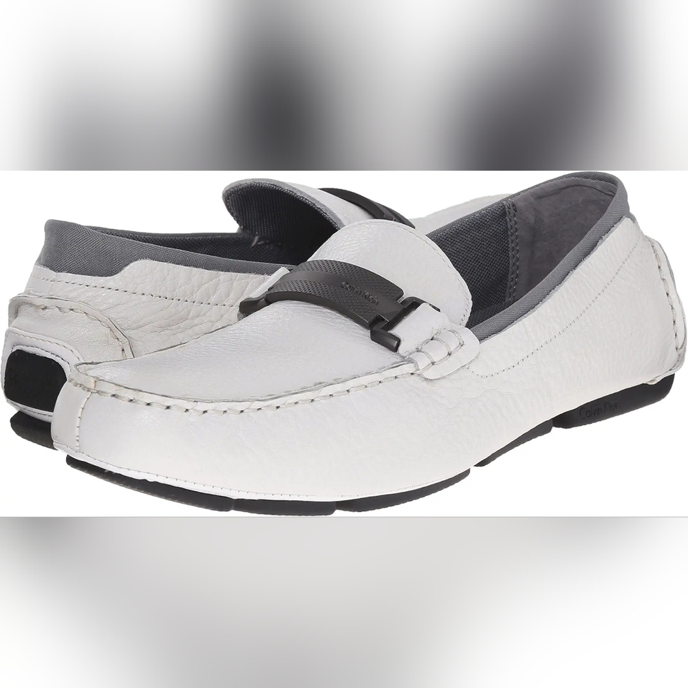 Calvin Klein Maxim Tumbled Leather Slip-on Loafer White 10.5 US